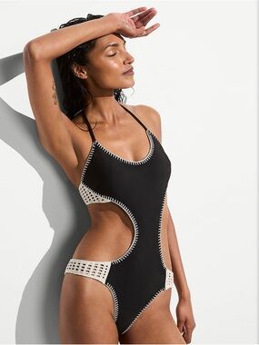 VICTORIA'S SECRET Archives Crochet Scuba Cheeky Monokini One-Piece Swimsuit